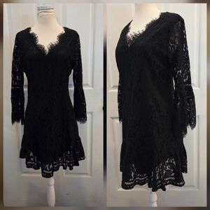 New Black Lace Dress Sexy Large Bell Sleeves Sexy Date Francesca's Blu Pepper